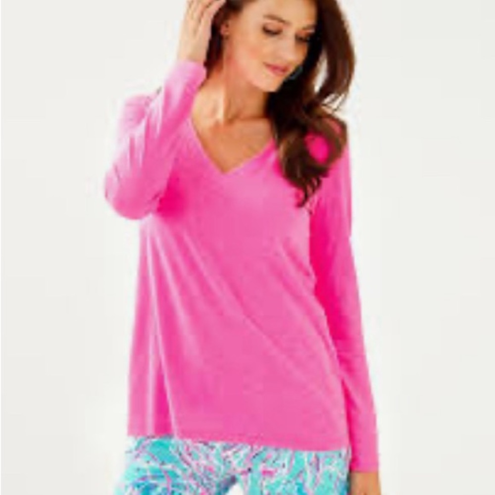 Lilly Pulitzer, hot pink, long sleeved, Etta shirt. Sized medium women’s.